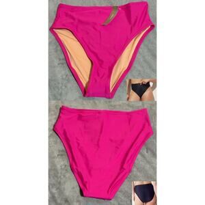 NWT J.Crew Various Sizes Pink High-Rise Full-Coverage Bikini Bottom Pink Fuchsia